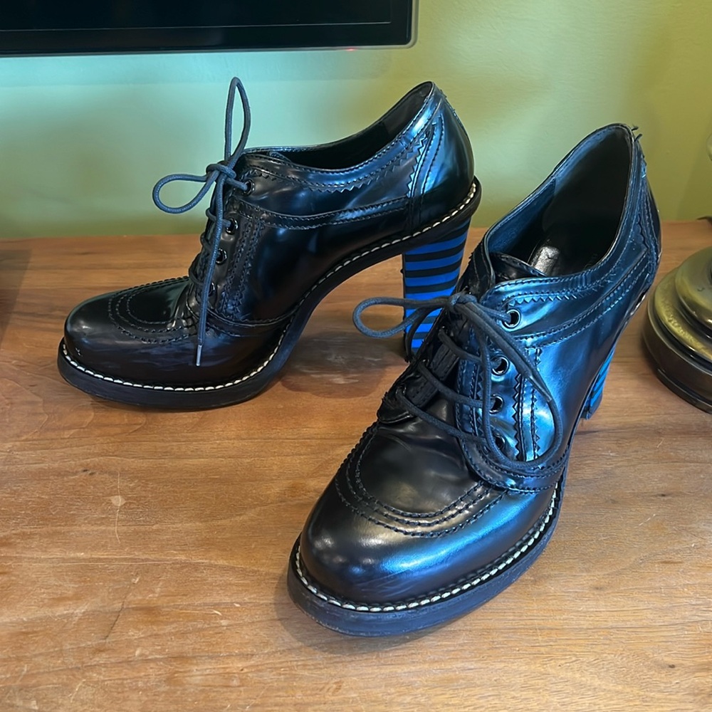 Balenciaga high heel leather loafers black size 40 / US 8